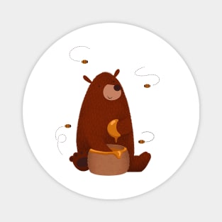 Cute bear eating honey Magnet